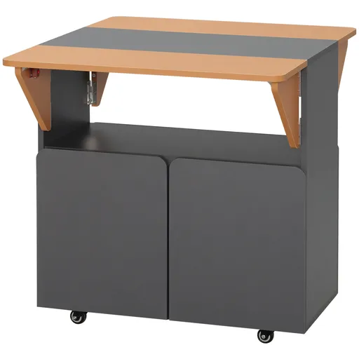 HOMCOM Masă Pliabilă pentru Bucătarie cu Dulap de Depozitare, 70x83x75 cm, Gri | Aosom Romania