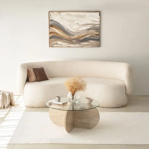 Masuta de cafea, Hanah Home, Bubble, Travertin