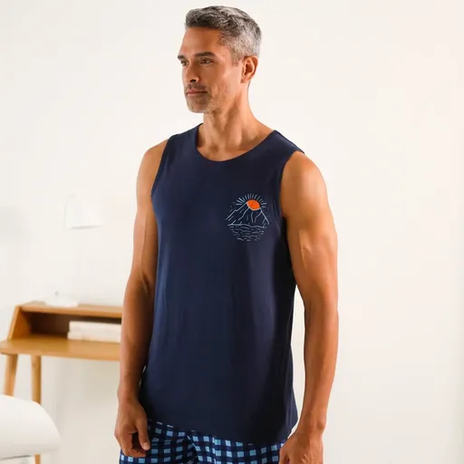 Tricou de pijama cu imprimeu central