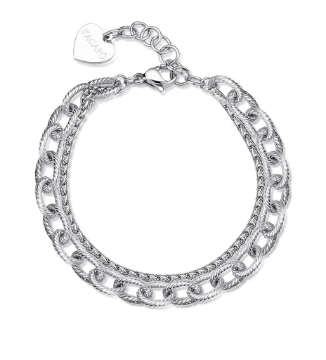 S'Agapõ Brățară modernă dublă din oțel Chunky SHK65