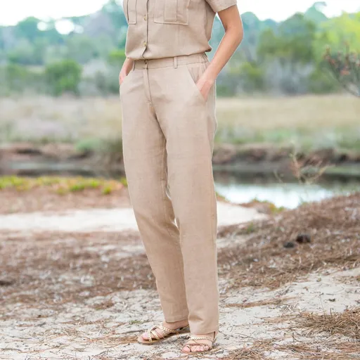 Pantaloni aerisiți, amestec bumbac/lin