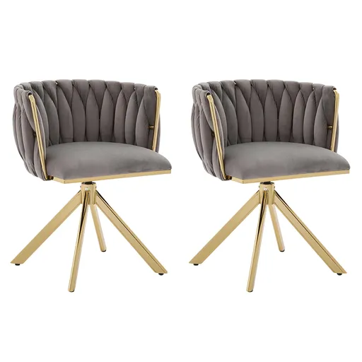 Set de 2 scaune pivotante din catifea, Gri | Aosom Romania