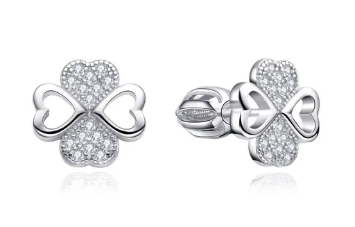 MOISS Cercei frumoși din argint Trifoi cu zircon E0004479