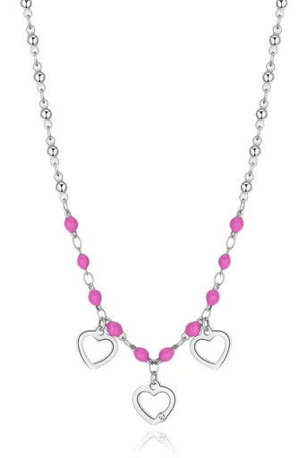 S'Agapõ Colier din mărgele din oțel Inimi Vibes SVB10