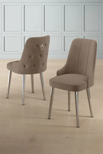 Set scaune 6 piese, Hanah Home, Newa, Cappuccino / Chrome