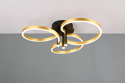 Plafoniera Caruso, TRIO, 65.5x20 cm, 43W, 1x SMD, metal, negru/auriu