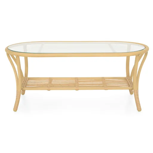 Masuta de cafea pentru gradina Surabaya, 100x50x40 cm, aluminiu/sticla securizata, natur