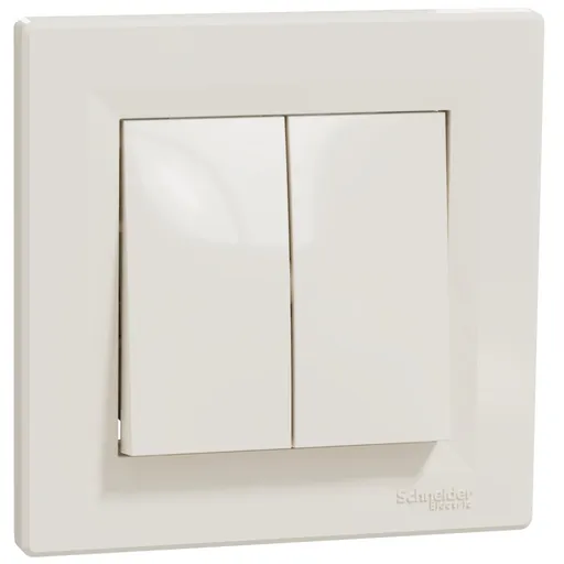 Intrerupator dublu cap scara 10A fara surub Schneider Asfora EPH0600123, crem