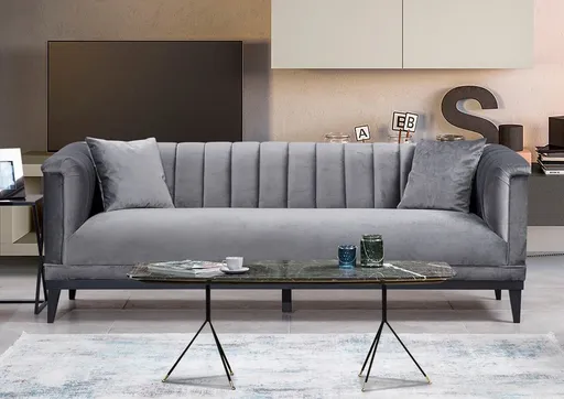 Canapea 3 locuri, Atelier del Sofa, 569HLN1109, Gri inchis