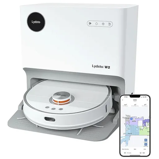 Robot aspirator Xiaomi Lydsto W2, 50W, 5000 Pa, 0.35 L, Statie autogolire, Wi-Fi, Sistem anti-cadere, Functie de programare, HEPA, Alb