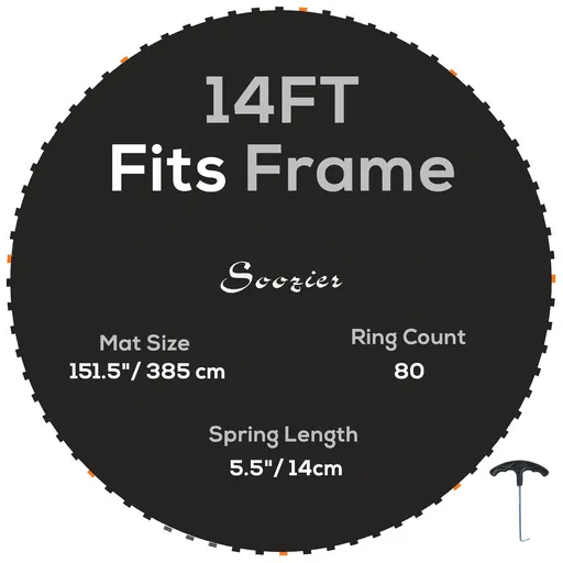 SPORTNOW Covor de înlocuire pentru trampolină, covor de salt de înlocuire, compatibil cu trampolina Ø 4,3 m și arcuri de 14 cm | Aosom Romania