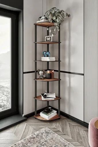 Corp biblioteca, Hanah Home, Bookcase 6 Corner, 34x173x34 cm, Maro