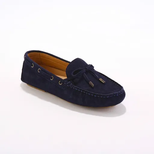 Mocasini din piele cu șireturi decorative