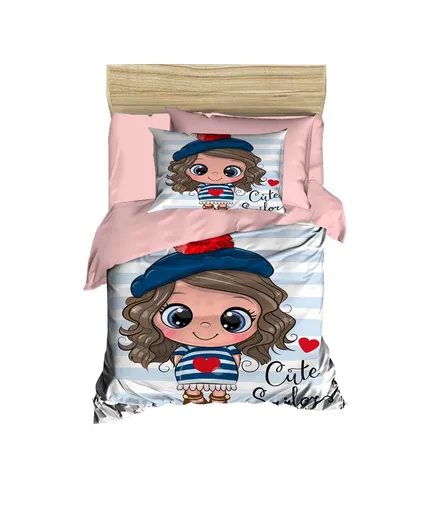 Lenjerie de pat pentru copii, L'essentiel Maison, PH182, Pudră / Alb / Roșu