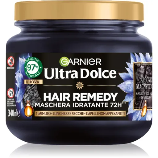 Garnier Ultra Doux Magnetic Charcoal masca hidratanta pentru scalp gras și vârfuri uscate 340 ml