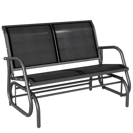 Outsunny Banca tip Leagan 2Locuri in Metal, Negru, 123x70x87cm | Aosom Romania