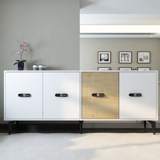 Consola, Hanah Home, Cherry, 180x82.6x35 cm, Stejar alb / safir