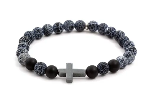 Agato Brățară cu mărgele din agate și hematită MINK60 19 cm