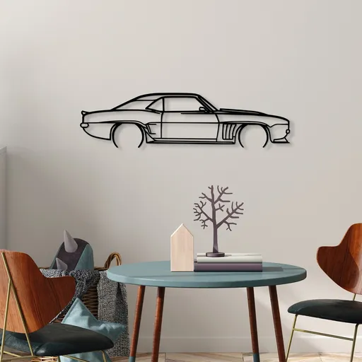 Decoratiune de perete, Chevrolet Camaro Silhouette, 70 x 18 cm, Negru