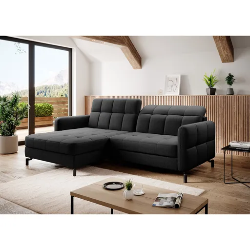 Coltar extensibil stanga 3 locuri ELTAP, Lore-55, Lorelle, 225x160x105 cm, lemn/poliester, negru
