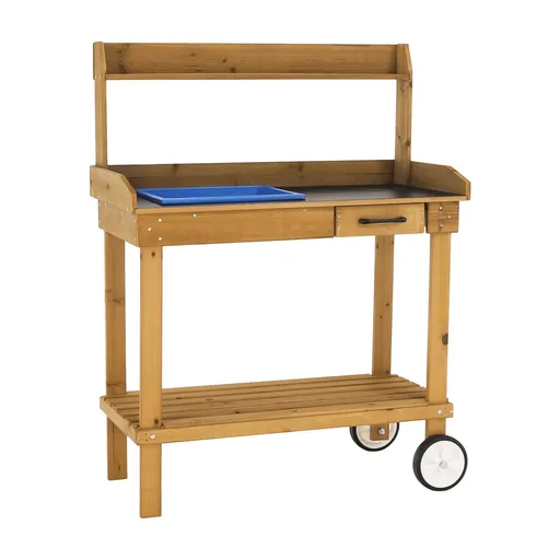 Masă de lucru pentru grădină Bardy, maro, 94 x 49x 120 cm, naturală