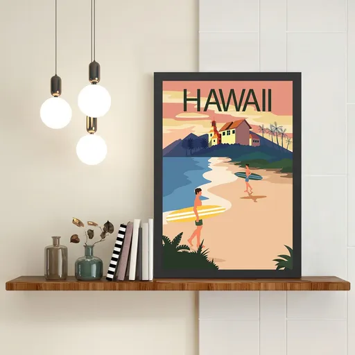 Tablou decorativ, Hawaii (40 x 55), Polistiren, Multicolor