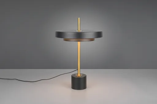 Lampa de masa Keaton, TRIO, 30x45.5 cm, 12W, 1x SMD, metal, negru/auriu