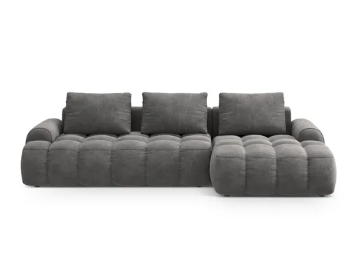 Coltar extensibil dreapta 3 locuri, Linz, Cosmopolitan Design, 275x142x84 cm, catifea, gri