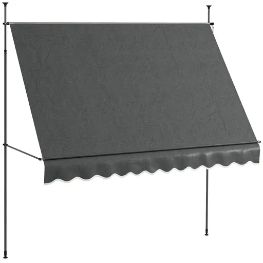Outsunny Parasol Manual Retractabil pentru Balcon 300x120x210-300 cm cu Manivela Inaltime Ajustabila Impermeabil si Anti-UV Gri Inchis | Aosom Romania