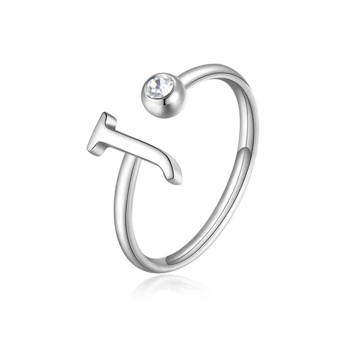 S'Agapõ Inel stilat J din oțel cu cristal Click SCK181