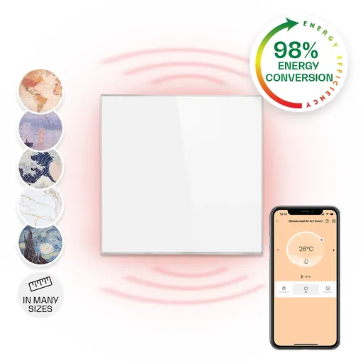 Klarstein Wonderwall 360 Smart, încălzitor pe infraroșu, 60 x 60 cm, 360 W, cronometru săptămânal, IP24, alb