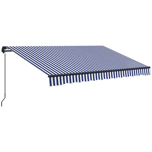Outsunny Șuncă de soare Markiză Terasă, inclusiv Manivelă, rezistent la intemperii, 350 cm x 290 cm, Albastru + Alb | Aosom Romania