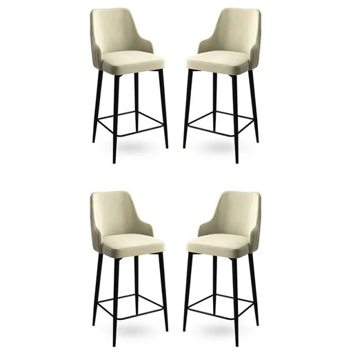 Set scaune  de bar 4 piese, Hanah Home, Enox, Crem/Negru