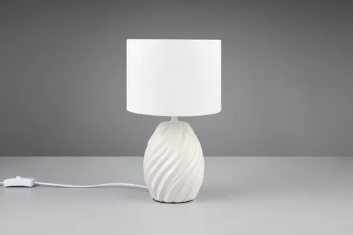 Lampa de masa Melva, RL, 18x31 cm, 40W, 1x E14, ceramica/textil, alb mat