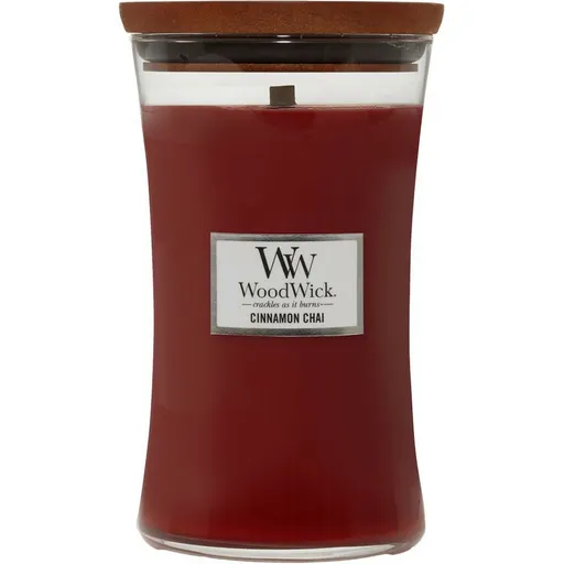 Lumânare parfumată vază mare WoodWick CinnamonChai, 609 g