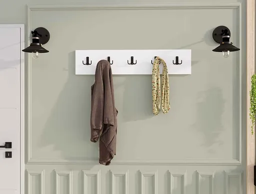 Cuier de perete, Hanah Home, Beşli, 80x17x1.8 cm, Alb