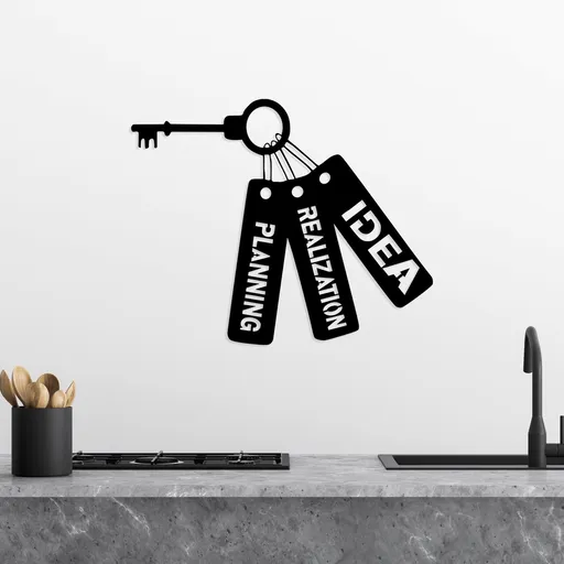 Decoratiune de perete, Idea Realization Planning, Dimensiune: 57 x 70 cm, Negru