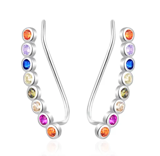 Agato Cercei lungi din argint cu pietre de zircon colorate AGT-E027VC