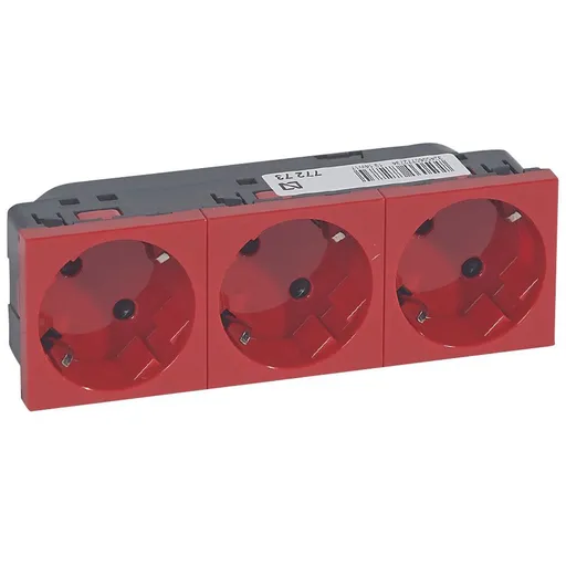 Priza multisuport 3x2p+T, Orientare 45 grade, rosie Legrand Mosaic 077273