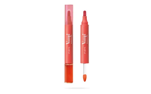 PUPA Milano Fix și luciu de buze cu ulei 2in1 Vamp! (Marker Duo) 4 ml 007 Red Potion