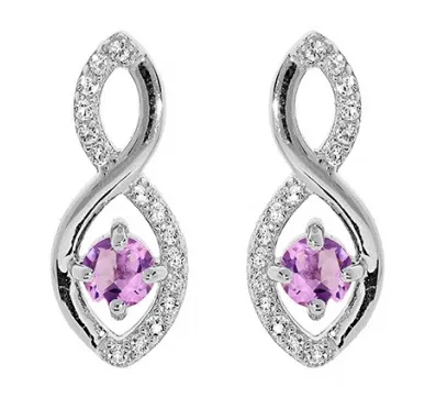 Brilio Silver Cercei strălucitori atârnători argintii cu ametiste Precious Stone SE09089AM