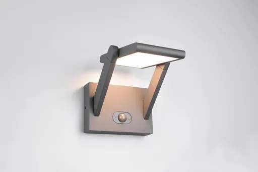 Aplica de perete pentru exterior cu senzor Malawi, TRIO, 18x23.5 cm, 5W, 1x SMD, aluminiu, antracit