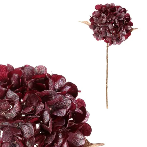 Hortensie artificială tăiată, roșie cu auriu, 65cm, roșu