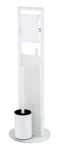 Suport pentru hartie igienica si perie toaleta Ravina, Wenko, 20x70 cm, inox/sticla temperata, alb