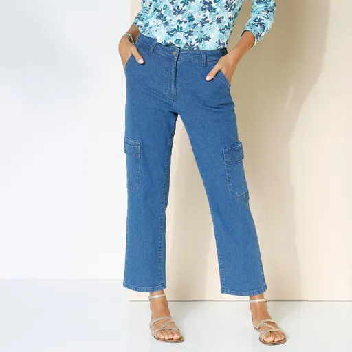 Pantaloni 7/8 cu buzunare, denim stretch
