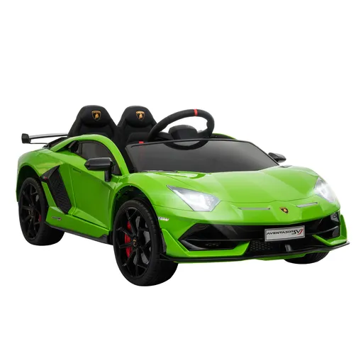 HOMCOM Masina Electrica pentru Copii, Automobil Lamborghini Aventador cu Telecomanda, Faruri LED, Muzica, Varsta 3-8 Ani, Verde | Aosom Romania