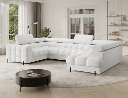 Coltar extensibil dreapta 3 locuri ELTAP, RT-01ROY, Fectory, 346x205x93 cm, lemn/poliester, alb