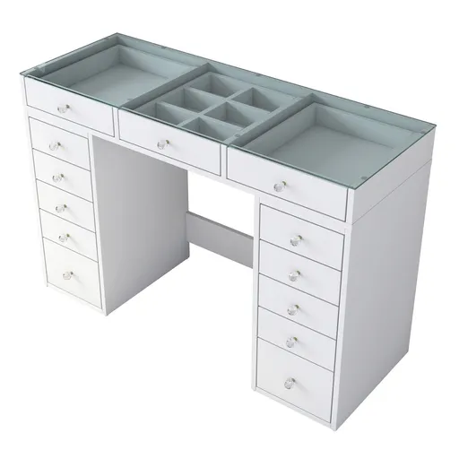 Masa de machiaj, Hanah Home, BJ105, 120x79.8x44.5 cm, Alb