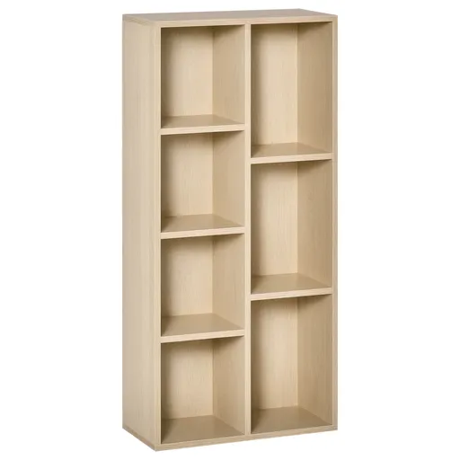 HOMCOM Bibliotecă de Lemn Raft de Cărți cu 7 Compartimente pentru Plante Fișiere 50x24x106 cm Roble | Aosom Romania