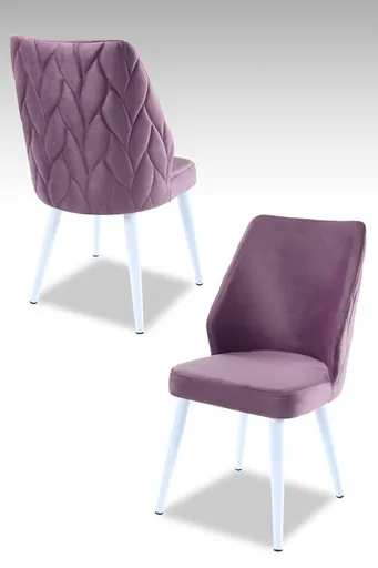 Set scaune 4 piese, Hanah Home, Pufi, PAL, Liliac / Alb